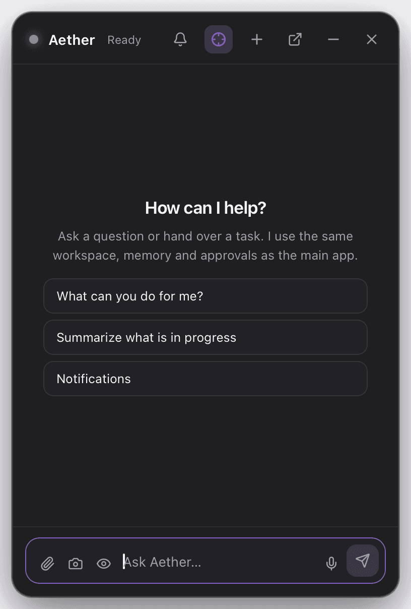 The Companion open, with suggested requests