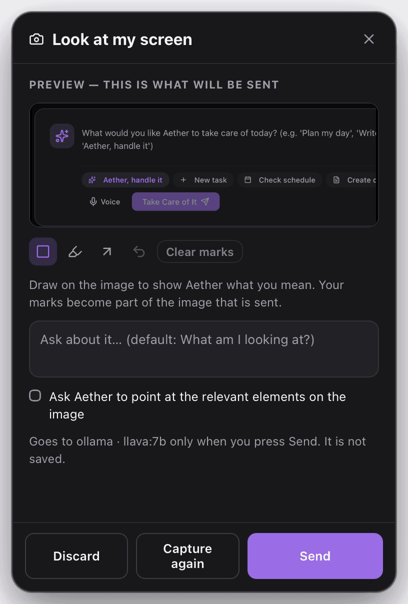 The capture preview with the drawing tools